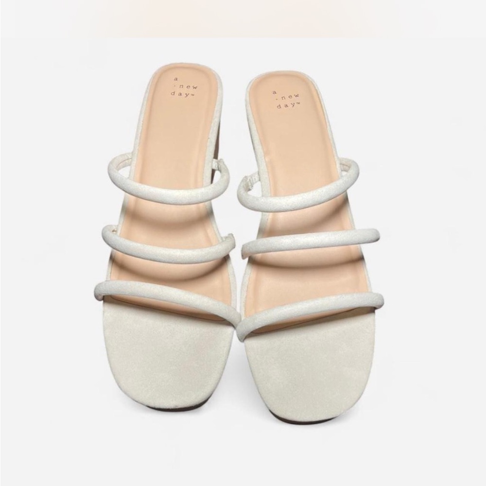 A New Day Women's Cream Triple Strap Platform Sandals